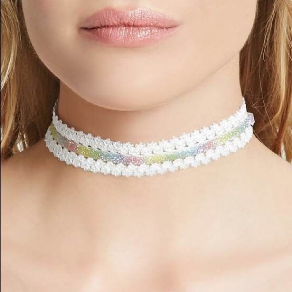 Lace Rainbow Glitter Choker